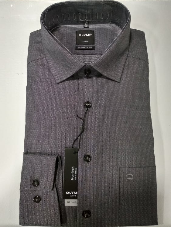 Πουκάμισο Olympβαμβακερόγκρι με μικροσχεδιο 7900E