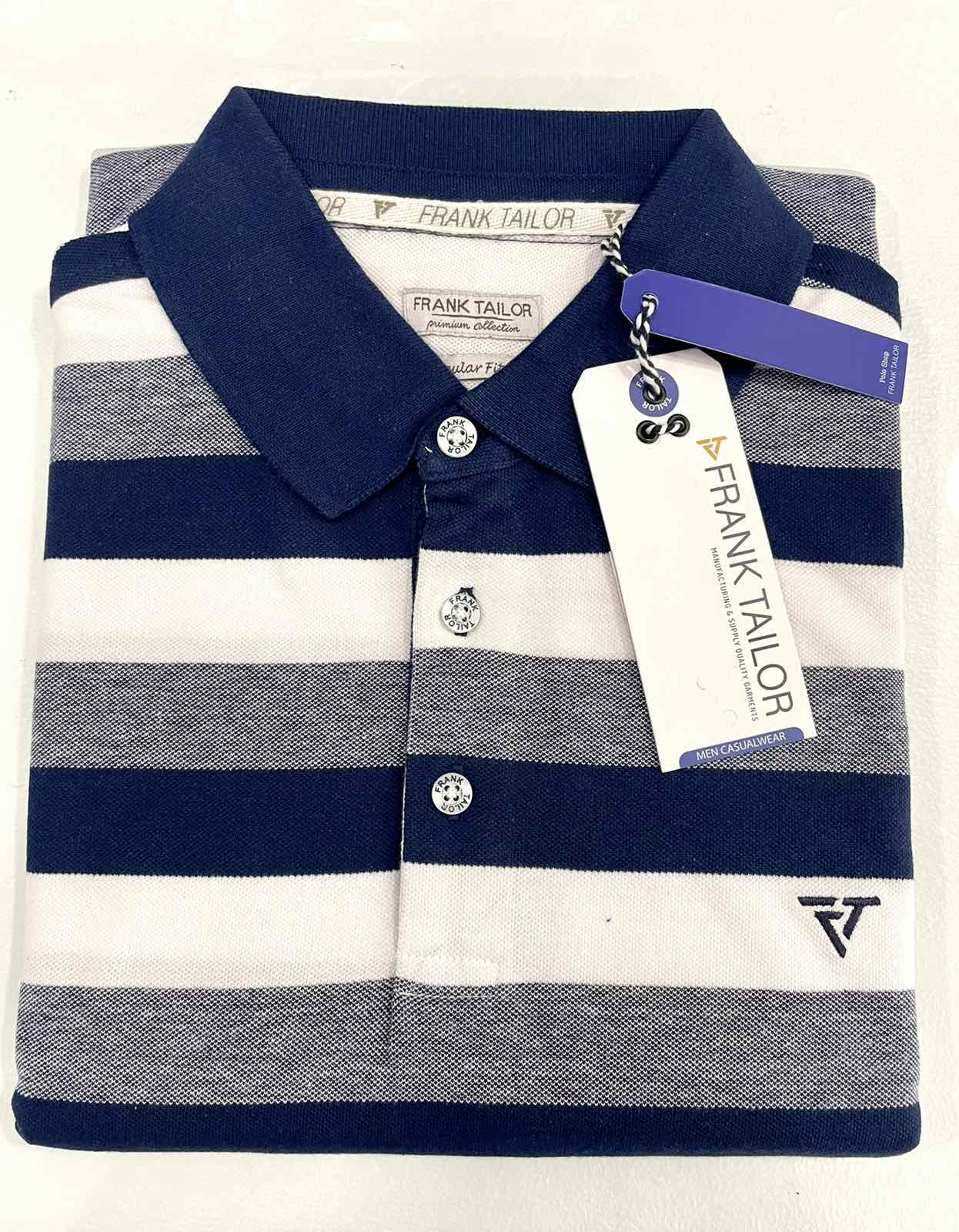 Polo βαμβακερό ριγε λευκο γκρι μπλε FRANK TAILOR Τιμή 55E 2